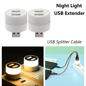1 Tk Öö Valguses USB Extender Kantavate Andmete Hub USB-Splitter-Kaabel 2-Port USB Hub Öö Valguses Atmosfääri Kerge