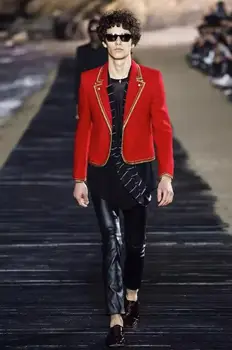 2023 Euroopa ja Ameerika Uus Mood Brändi Meeste GD Hiina punane Punane Kuld Niit Sobiks Etapp Show Stiilis Meeste Slim Fit Ülikond