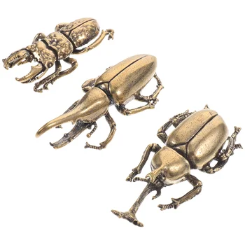3tk Vask Simulatsiooni Beetle Kaunistused Messing Putukate Kääbus Kujukeste Laua Tee Pet Käsitöö