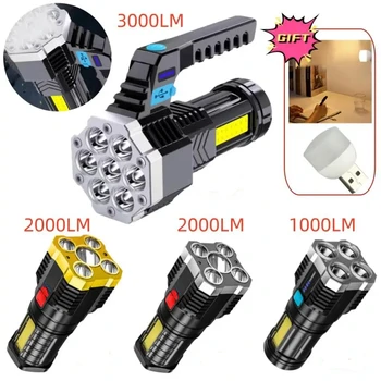 4-7 Portable LED Taskulamp USB Laetav, Veekindel Pihuarvutite Laterna COB Led Taskulambid Väljas Telkimine, Matkamine