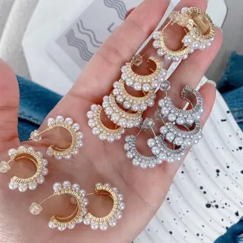 4 Paari, Uus Mood Vintage Korea Kõrvarõngad Naiste Käsitöö Magus Shell Pärl Ring Ehted Pendientes Kingitused