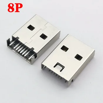 5/10tk 8P USB 2.0 Male A-Tüüpi USB-PCB Pesa Pistikut 180 kraadi Isane USB Pistikud 8Pins