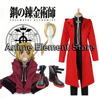Anime, Full Metal Alchemist Cosplay Kostüüm Edward Elric Kostüüm FullMetal Alchemist kapuutsiga mantel Custom Made Halloween Cosplay