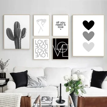 Cactus Põhjamaade Armastus Tänapäeva Lihtsus Seina Art Lõuend Plakatid, Prindid Quote Maalid Must Valge Sein Pilt elutuba