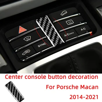 Center Console Nuppu, Paneel Teenetemärgi Ribadeks Carbon Fiber Auto Kleepsud Porsche Macan 2014-2021 Sisustuselemendid