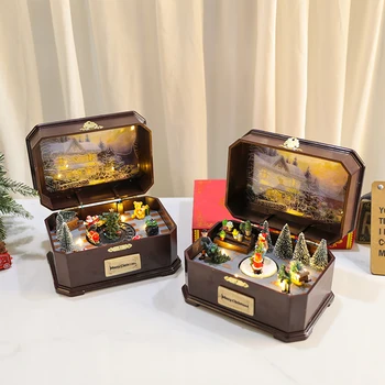 Christmas Music Box Pöörleva Helendav USB Aku Jõul Muusika Box Jõulud Kaunistused 2024 Uus Aasta, Lapsed Kingitusi