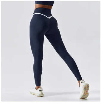 Daamid hip-jooga püksid väljas töötab fitness püksid elastne kõrge piha ümber pingul kontrasti spordi püksid