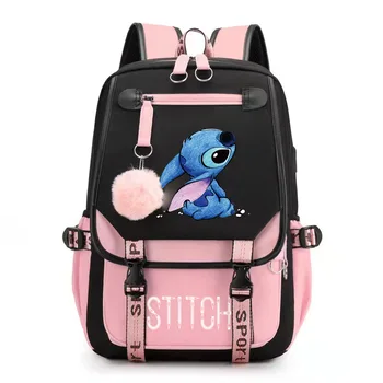 Disney Stitch Mochila Feminina Seljakott Laadimine Usb Koolikotid Teismelised Tüdrukud, Poisid Sülearvuti Seljakott Naistele Reisi Bagpacks
