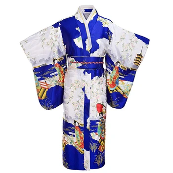 Elegantne Pikk Yukata Koos Obitage Tulemuslikkuse Riided Peen Naiste Jaapani Kimono Hommikumantel Kleit Pehme Satiin Kleit Kleit