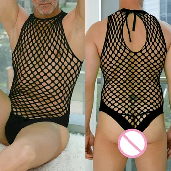 Gay-Mehed Võrk Sukad Bodysuit Sexy Vesti Keha Sukad Clubwear Sugu Kostüüm Pesu Paljaste Tuhara Kombekas, Seest Õõnes Keha Sokk