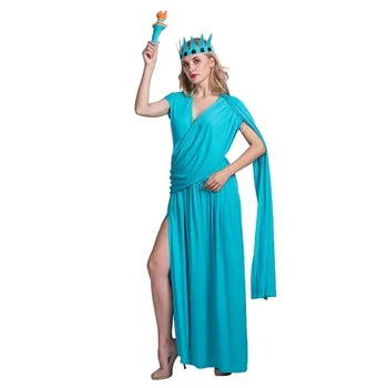 Halloween Kostüüm 2023 Täiskasvanud Lady Naiste Vabadussammas Kreeka Rüü Cosplay Kasvanud Tõrvik Purim Karneval Pool Fancy Kleit