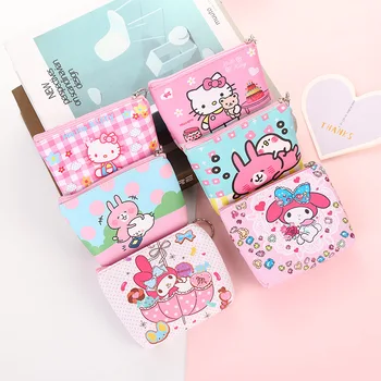 Hello Kitty Mündi Rahakott Sanrio Cartoon Kulomi Meloodia PU Naiste Rahakott Armas Anime Väike Ladustamise Kott Kawaii ID-Kaardi Omanike Kott