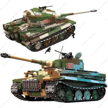 II maailmasõda Saksamaa Panzerkampfwagen VI Ausf. E Tiger I Raske Tank, Mudeli Sõda Armee Sõdurid Hoone Plokid, Tellised Kids Mänguasi Kingitus