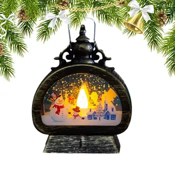 Jõulud Laterna Decor Valgustatud Snow Globe Laterna Jõulud Lamp, Millel On Käepide Peen Lumehelves Muster Jõulud Lamp