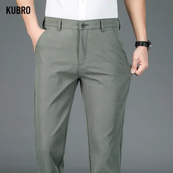 KUBRO 2023 aasta Sügisel Brändi Meeste Ülikond Püksid Elastne Vöökoht Klassikaline Mood Uus 6 Värvi Slim Põhjuslik Lasti Sirge Jalg Püksid Mees