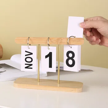 Kaasaegne Perpetual Calendar Desktop Loominguline Woodean Kalender Ornament-Käsitöö Tabel Klapp Maha Lehel Kalender Kontor Decor