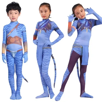 Lapsed Täiskasvanute Avatar 2 Cosplay Kostüüm Filmis Jake Sully Neytiri Bodysuit Sobiks Zentai Jumpsuits Halloween Kostüüm Zentai
