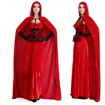 Latest Sexy Little Red Riding Hood Täiskasvanud Kuninganna Kostüümid Cape Pikk Kleit Väljamõeldud Printsess Cosplay Kleit Halloween kostüüm