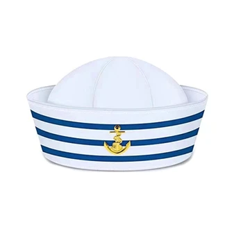 Meremehed Laeva Kapten Müts Sinine&Valge Triibuga Müts Täiskasvanute Teismelised Mereväe Cosplay Müts