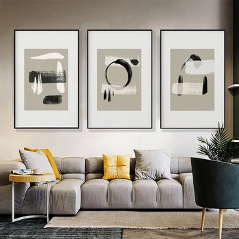 Minimalistlik Abstraktne Geomeetriline Kaasaegne Lõuend Maali Must ja Valge Art Lõuend Plakatid Teenetemärgi Home Decor elutuba