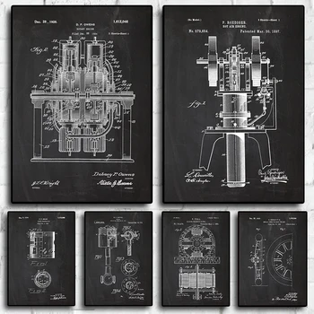 Mootori Mehhaanik Jooniste Vintage Mehaaniline Entusiast Seina Art Decor Kodu Kaunistamiseks Elutuba Remonditöökoda Plakatid