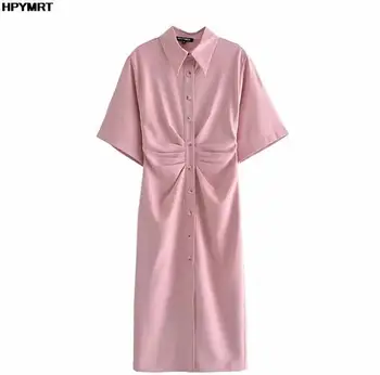 Naiste 2022 Suvel Stiilne Mood Plisseeritud Velvet Mini Vintage Kleit Pikk Varrukas Nupp-up Küljel tõmblukk Naiste Kleidid Vestidos Mujer