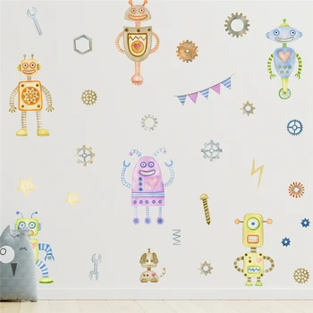 Naljakas Robot Seina Kleebised Lapsed Magamistoaga Kodu Kaunistamiseks Diy Cartoon Muster Pannoo Kunst Pvc Kleebised Beebi Plakat