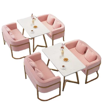 Odav kommerts kaasaegne luksus söögituba roosa kohvikus cafe restaurant lounge bar mööbel putka diivanid ja toolide komplektid