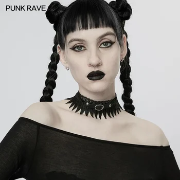 PUNK RAVE Naiste Gooti Klassikaline Element Faux Sulg Pits Choker Punk Metal, Needid Lepinguosalise Club Fashion Naiste Aksessuaarid