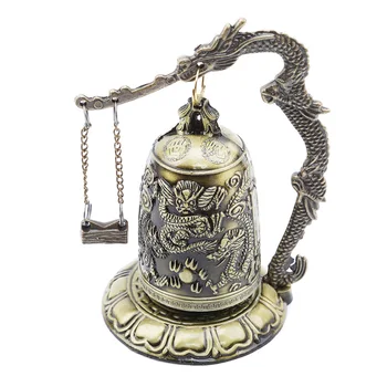 Peen Antiik Kodu Kaunistamiseks Tsingi Sulam Vintage Stiilis Pronks Pessa Dragon Nikerdatud Budistlik Bell Hiina Geomantic Artware