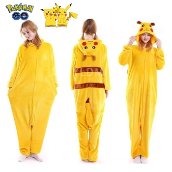 Pokemon Pikachu Cartoon Sobivad Paarid Pajama Anime Onesies Täiskasvanud Mehed Onsie Pijamas Fliis One-Piece Bodysuit Tasuta Shipping