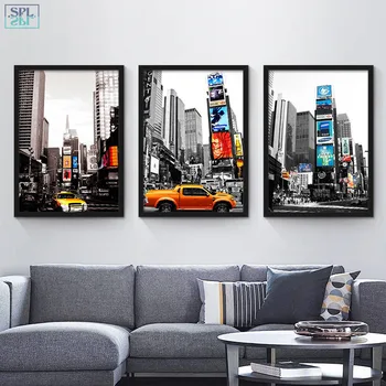 SPLSPL Tänapäeva New Yorgis Maastiku Plakatid ja Pildid Auto Vaade Linnale Seina Art Lõuend Maalimine elutuba Teenetemärgi Pilt
