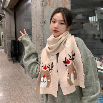 Sügisel ja talvel soe sall naiste uued Jõulud deer paksenenud korea stiilis mitmekülgne ins stiilis soe kootud sall trend