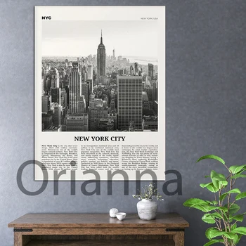 Tänapäeva New Yorgis Prindib Must ja Valge Skyline Lõuend Maal, New York Wall Art Plakat, New Yorgis Foto Kodu Kaunistamiseks