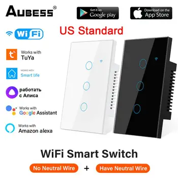 USA Standardi WiFi Tuya Smart Touch Lüliti 1/2/3/4 Gang Kodus Seina Nuppu, Kaugjuhtimispult Smart Home Töötab Alexa Google Kodu