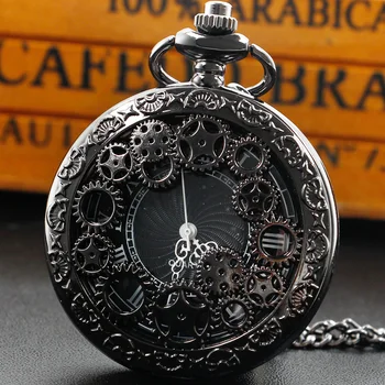 Vask Vintage Õõnes Käik Kvarts Pocket Watch Kaelakee Ripats Steampunk Kell Kett Mehed Naised reloj de bolsillo