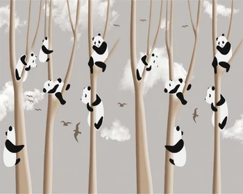 beibehang Kohandatud Kaasaegsed Tapeedid Käega Tõmmatud HD Laste Panda Metsas Klassikaline Taust de papel parede seina paberid home decor