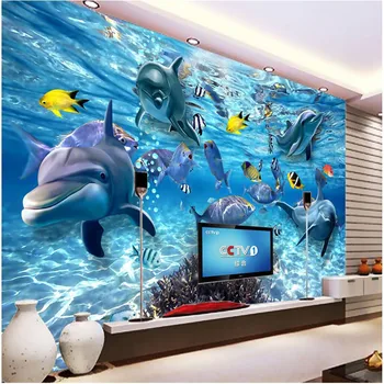 beibehang seina paber kunst taust fotograafia Dolphin mere korallid mere hotell bad toa seinal seinamaal Kohandatud maali elu